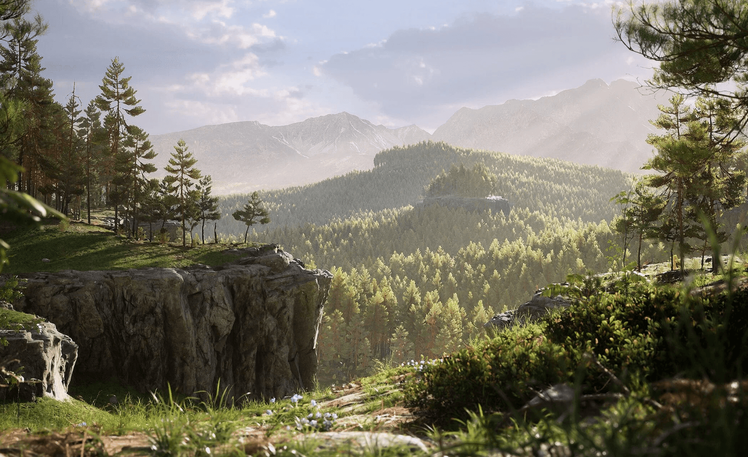 RealBiomes pine biome with procedural game foliage